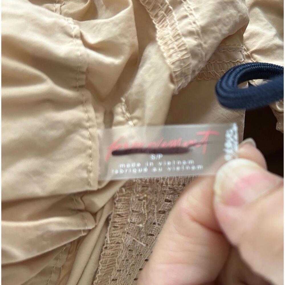 Free People Tan Drawstring Cargo Shorts with Black Accent - Picture 6 of 7